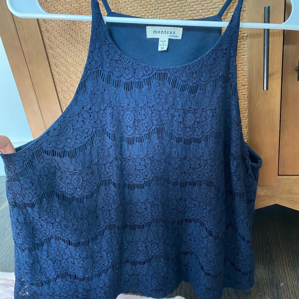 Navy Blue High Neck Tank